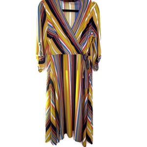 Striped 3/4 Sleeve Midi Dress Mlle Gabrielle